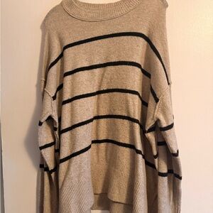 Aerie Striped Tan and Black Women's Sweater